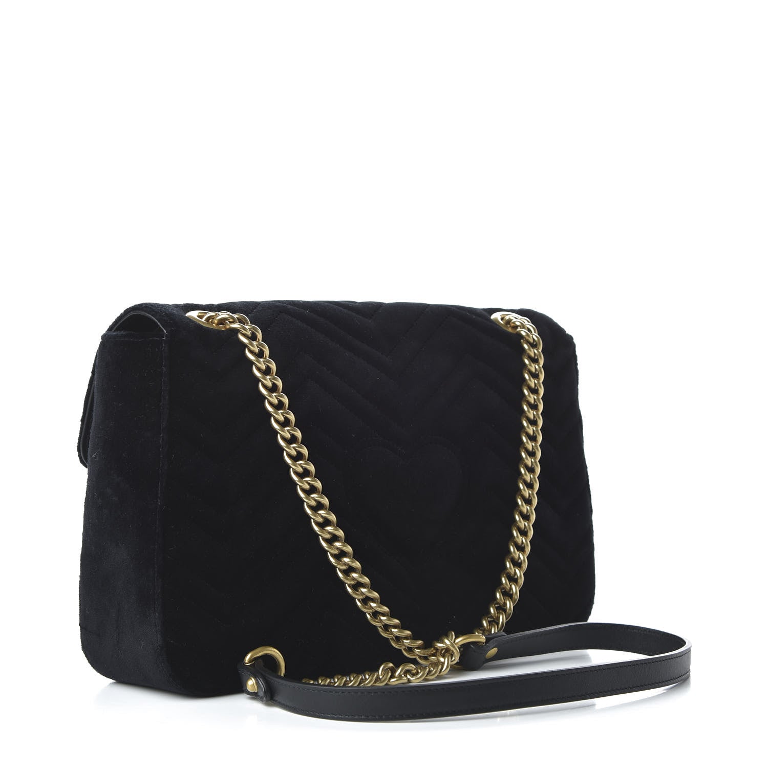 Gucci Velvet Matelasse Loved Embroidered Medium GG Marmont Shoulder Bag Black 3 of 9