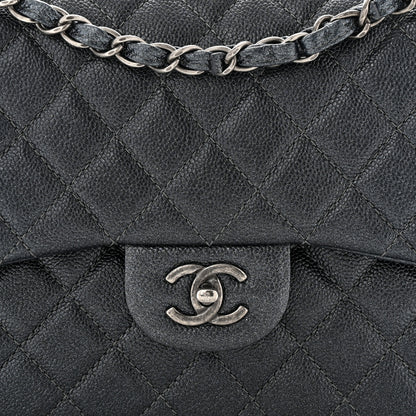Chanel Pearly Caviar Quilted Jumbo Double Flap Grey 8 of 10