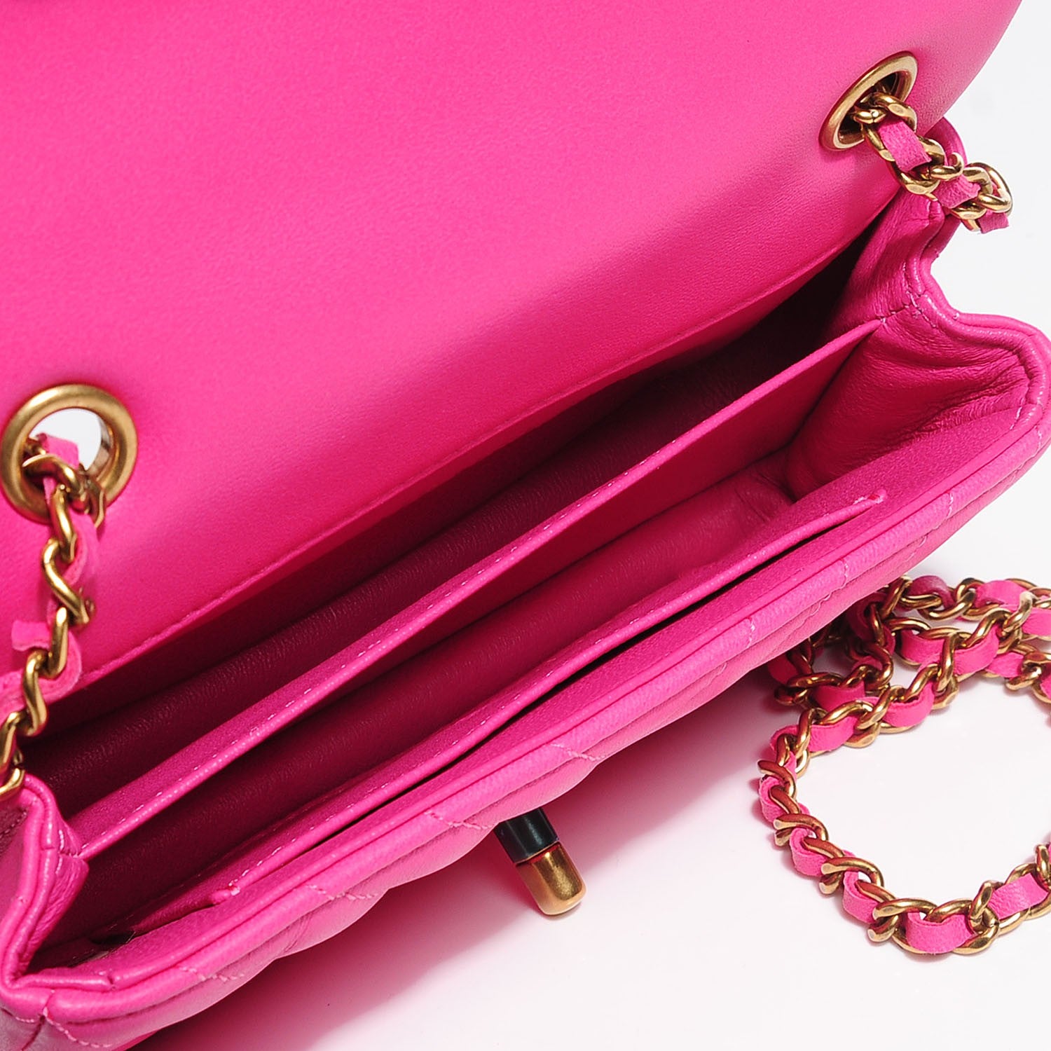 Chanel Lambskin Chevron Quilted Extra Mini Flap Dark Pink 6 of 8