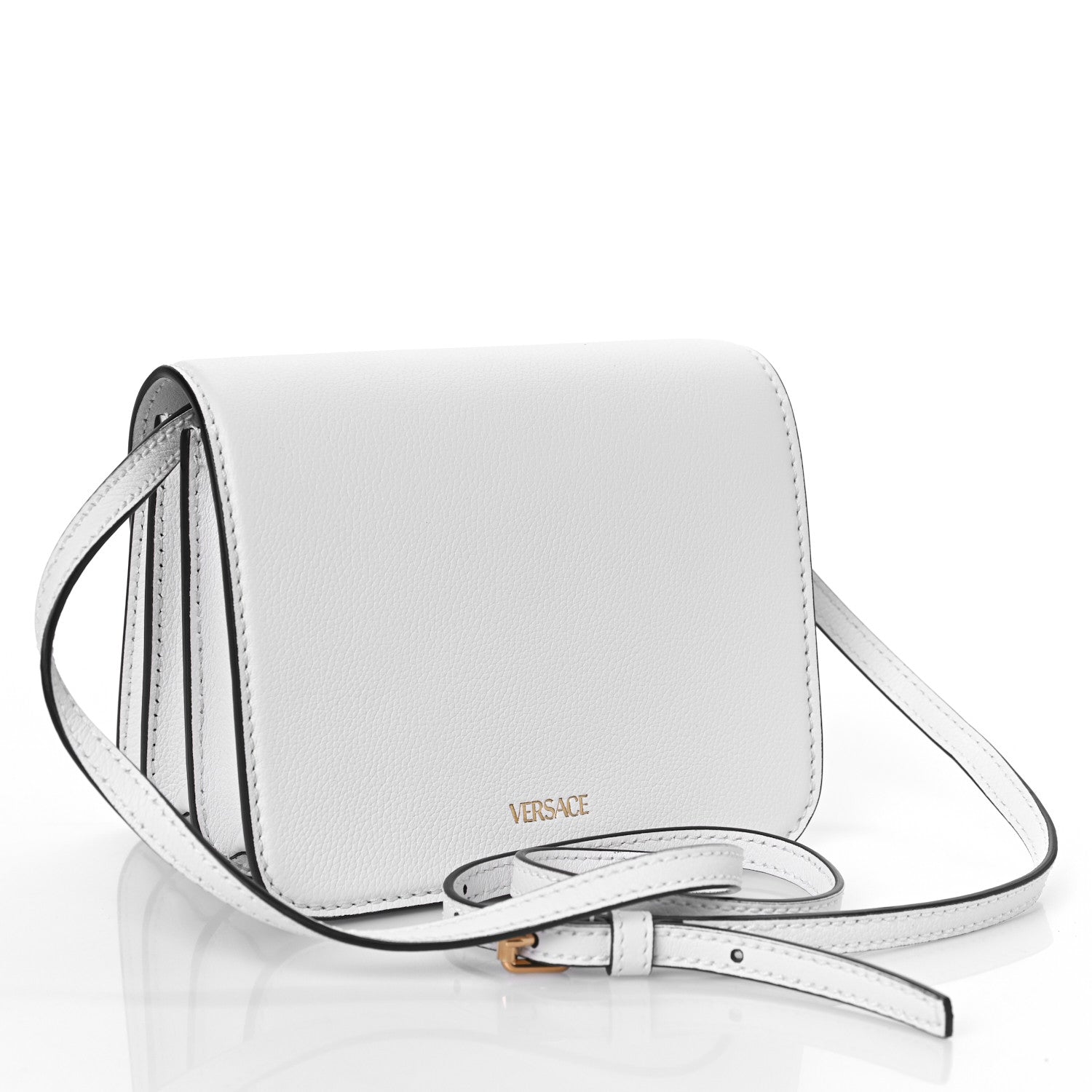 Versace Grained Calfskin La Medusa Shoulder Bag White 3 of 8