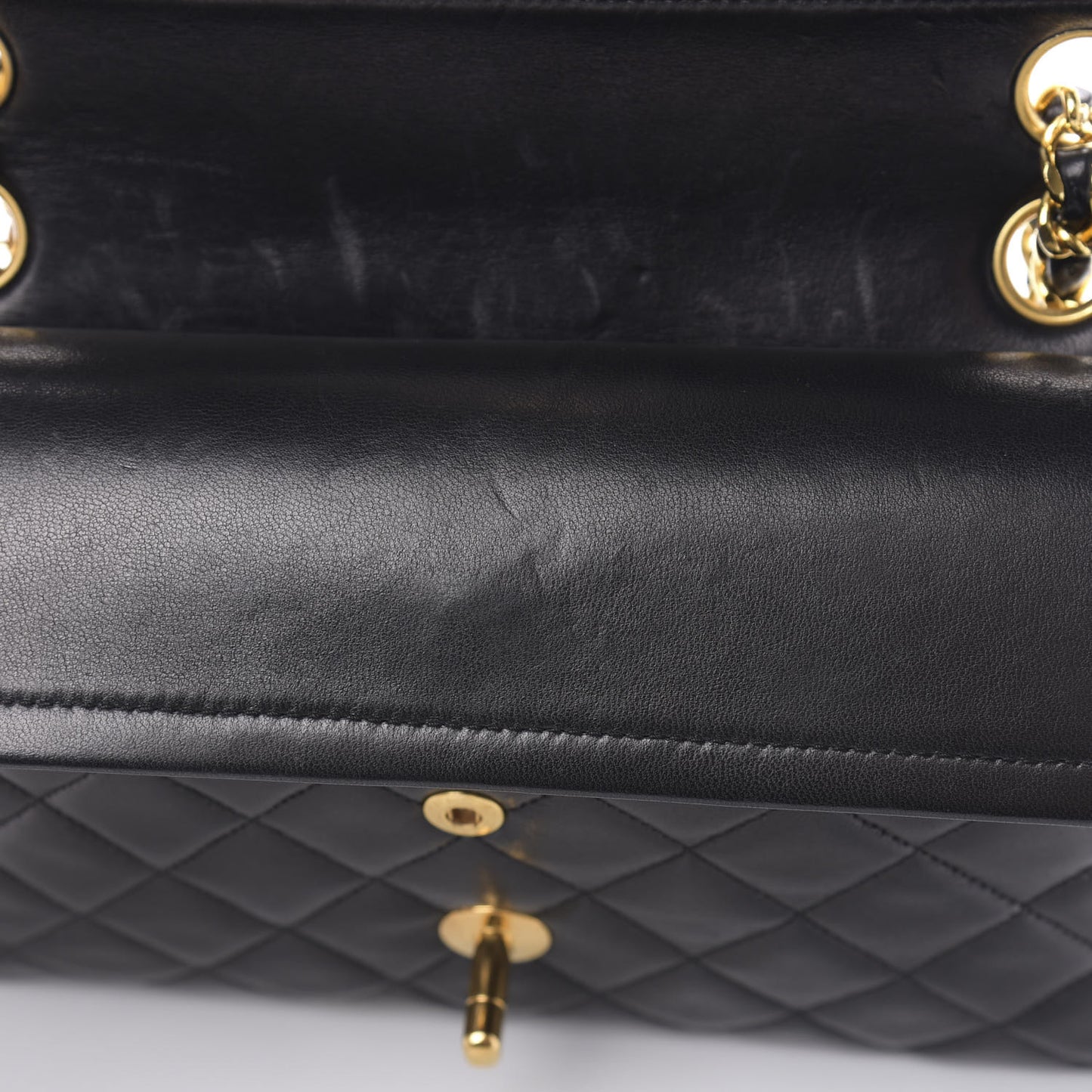 Lambskin Quilted Small Double Flap Black