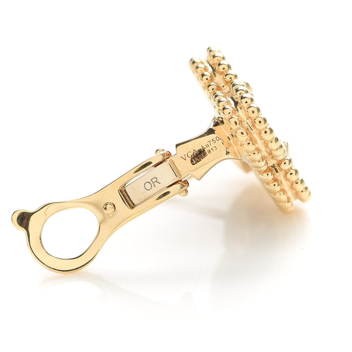 18K Yellow Gold Black Onyx Vintage Alhambra Earrings