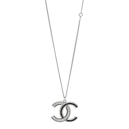 Chanel Baguette Crystal Large CC Necklace Silver Black 1 of 6
