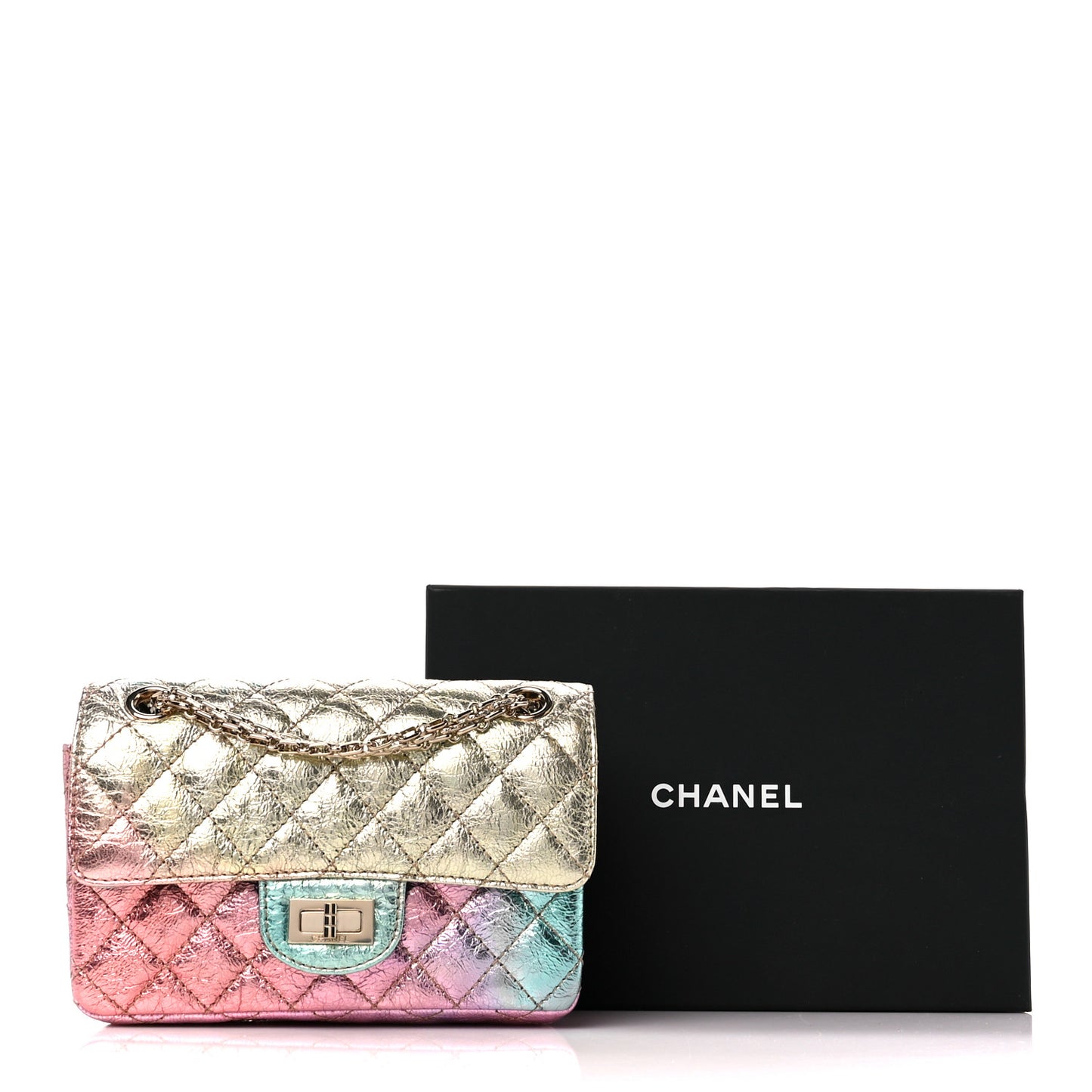 Metallic Goatskin Quilted Mini 2.55 Reissue Flap Multicolor