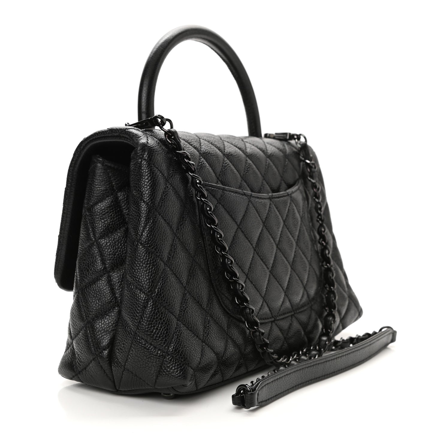 Caviar Quilted Small Coco Handle Flap So Black