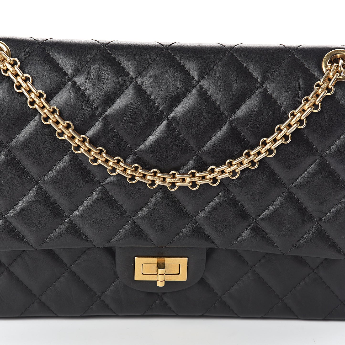 Aged Calfskin Quilted 2.55 Reissue 226 Flap Black