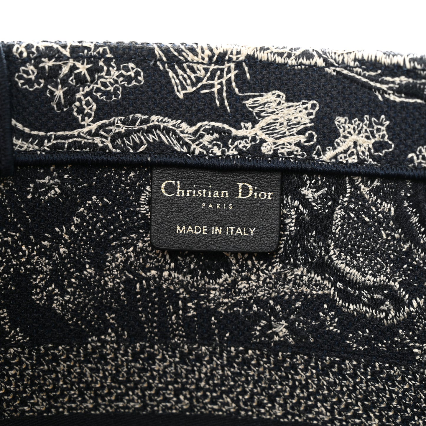 Canvas Embroidered Medium Toile De Jouy Reverse Book Tote Blue
