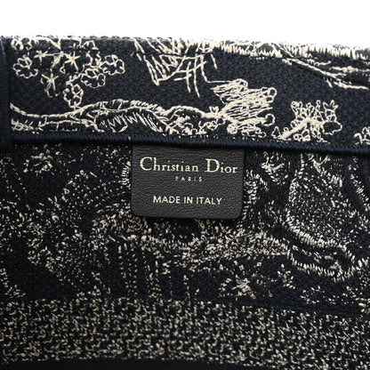 Christian Dior Canvas Embroidered Medium Toile De Jouy Reverse Book Tote Blue 6 of 11
