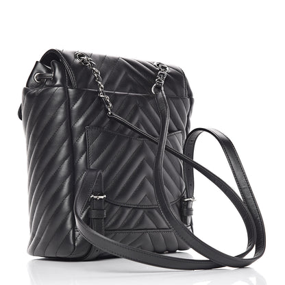 Chanel Calfskin Chevron Quilted Small Urban Spirit Backpack Black 4 of 13