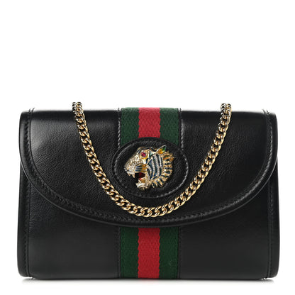 Gucci Textured Calfskin Web Mini Rajah Slim Flap Shoulder Bag Black 1 of 10