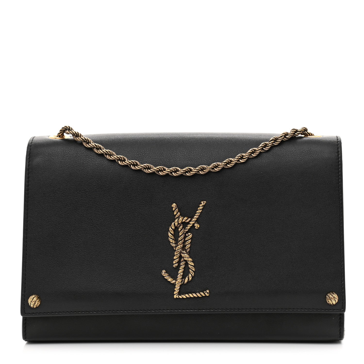 Saint Laurent Smooth Calfskin Medium Braided Monogram Kate Satchel Black 1 of 12