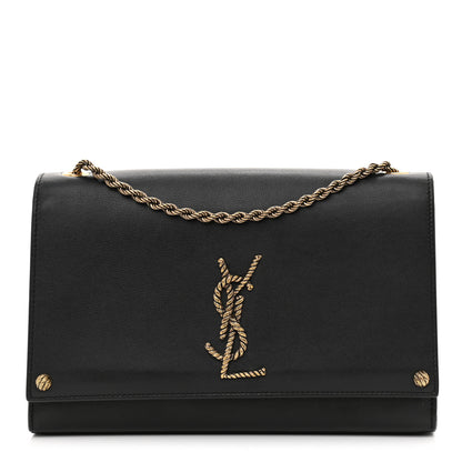 Saint Laurent Smooth Calfskin Medium Braided Monogram Kate Satchel Black 1 of 12