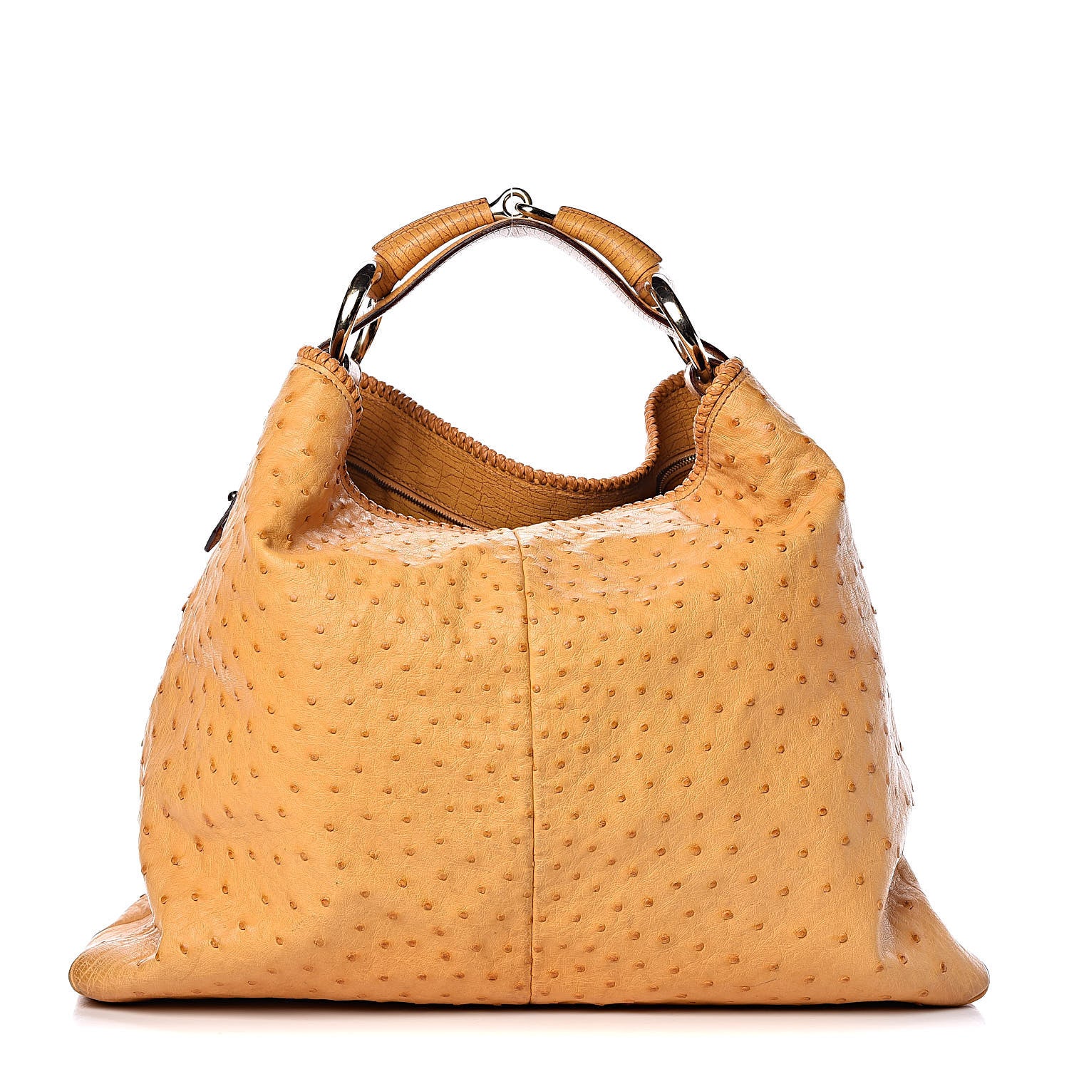 Gucci Ostrich Large Horsebit Chain Hobo Yellow 1 of 14