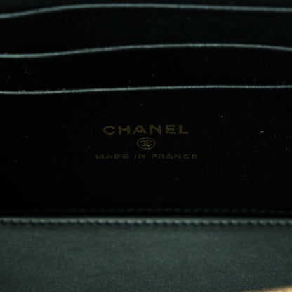 Chanel Iridescent Lambskin Quilted Small Top Handle Vanity Case With Chain Dark Green 6 of 10