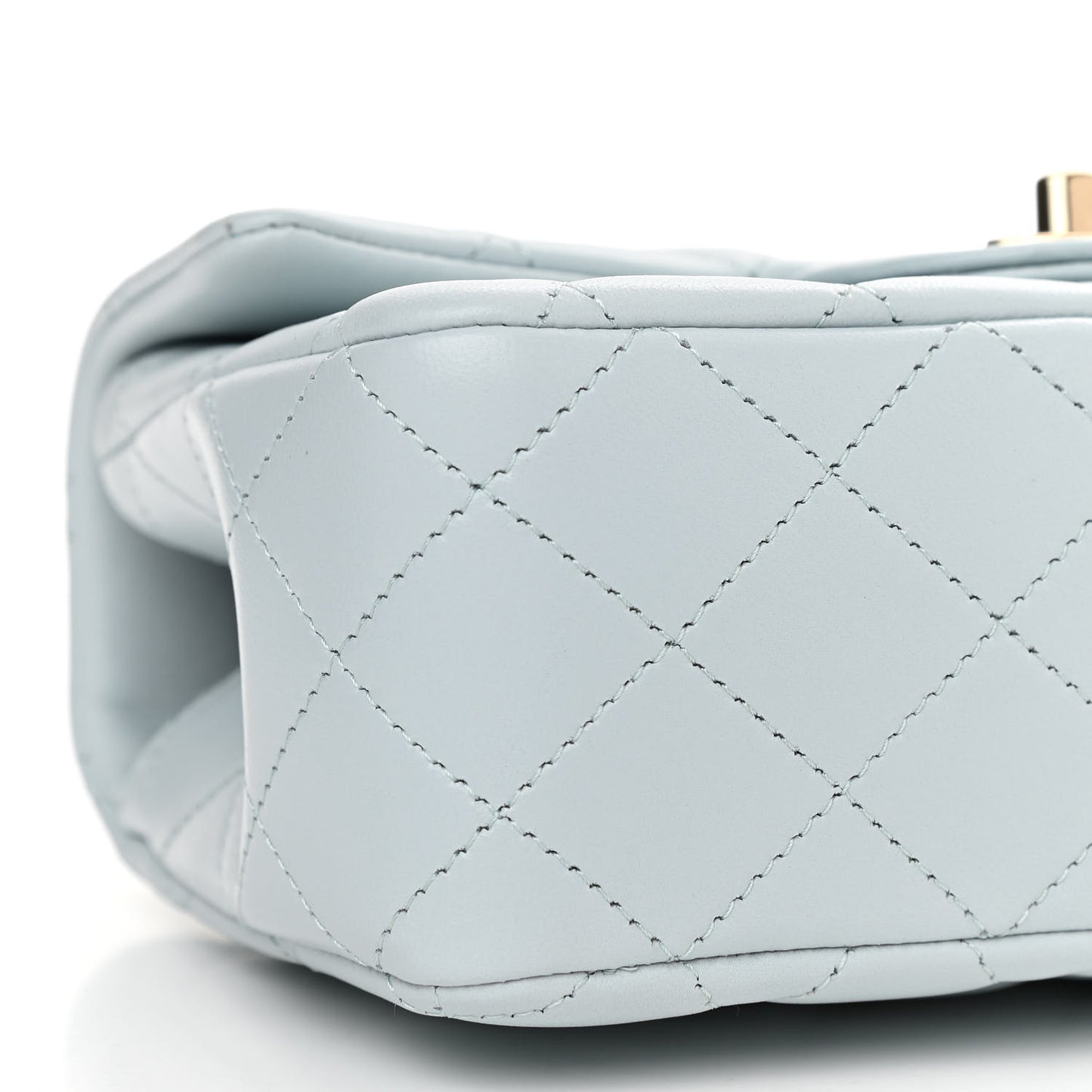 Lambskin Quilted Mini Top Handle Rectangular Flap Light Blue