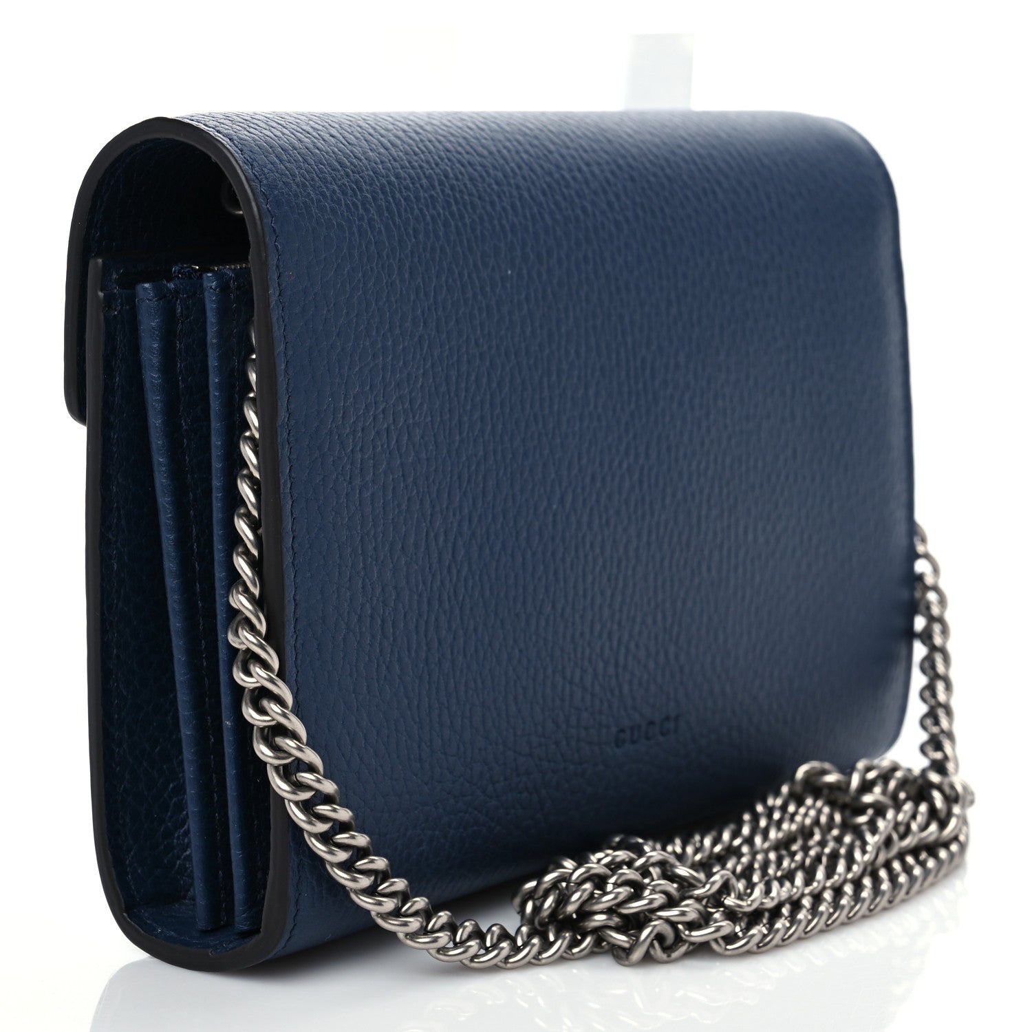 Gucci Dollar Calfskin Crystal Mini Dionysus Chain Wallet Blue Agata Black Diamond 3 of 8