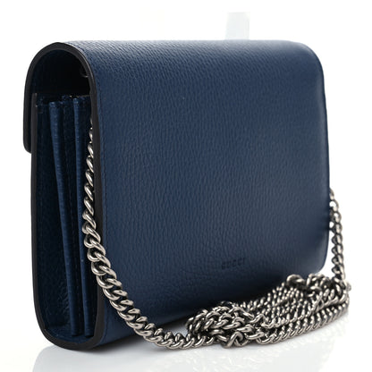 Gucci Dollar Calfskin Crystal Mini Dionysus Chain Wallet Blue Agata Black Diamond 3 of 8