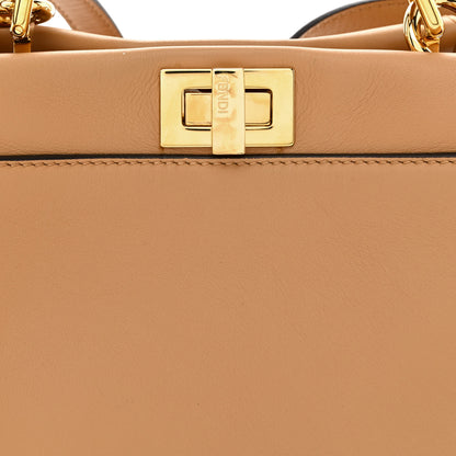 Fendi Vitello Seta Nappa FF Embossed Mini Peekaboo Iconic Satchel Miele Scuro 9 of 12