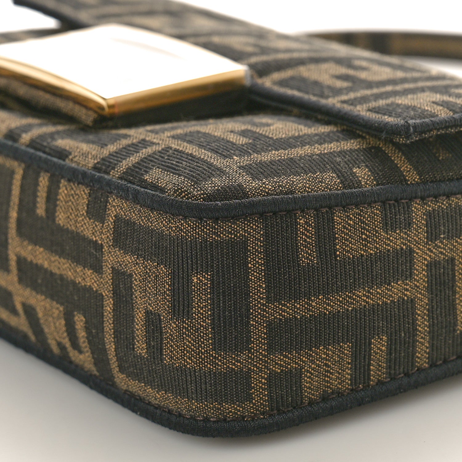 Fendi Fabric Jacquard FF 1974 Mini Baguette Tobacco Moro Black 10 of 11
