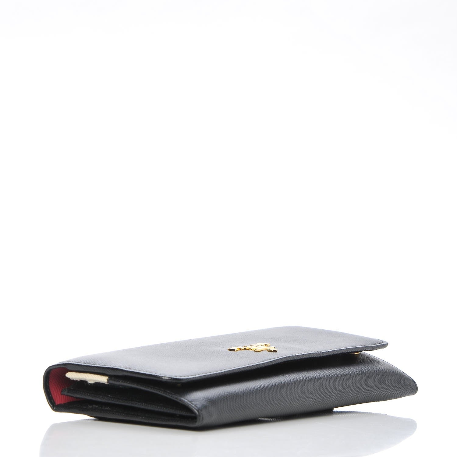 Prada Saffiano Multicolor Continental Flap Wallet Black Peonia 4 of 7