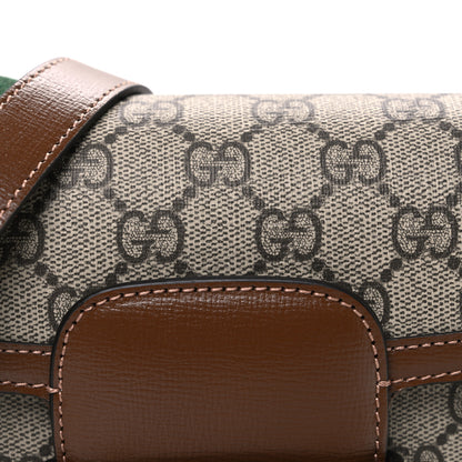 Gucci GG Supreme Monogram Web Mini Horsebit 1955 Shoulder Bag Beige Brown Sugar 8 of 10