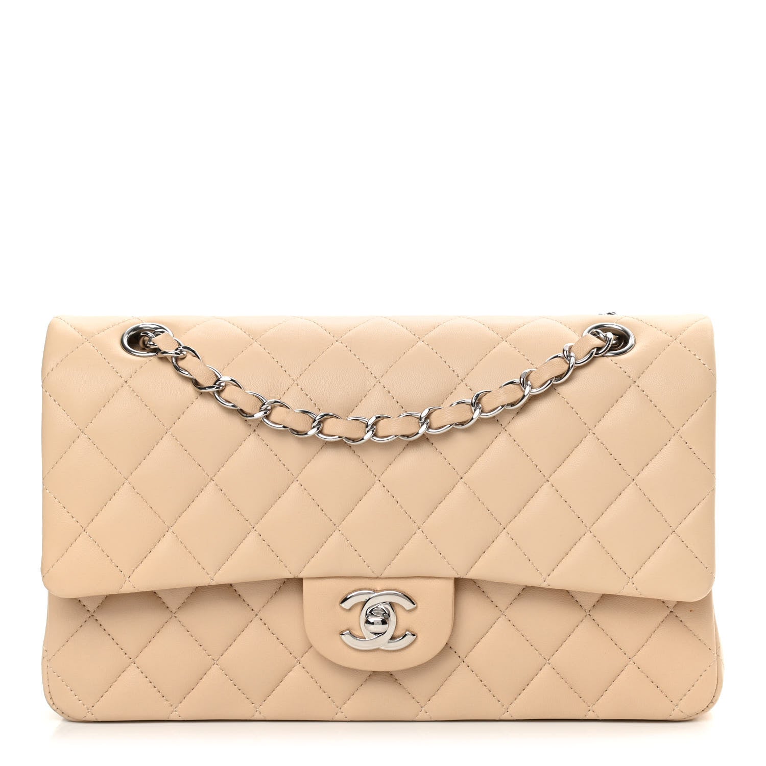 Chanel Lambskin Quilted Medium Double Flap Beige 1 of 15