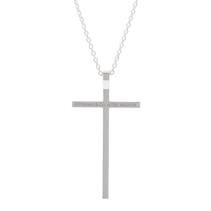 Tiffany 18K White Gold Diamond Metro Cross Pendant Necklace 4 of 6