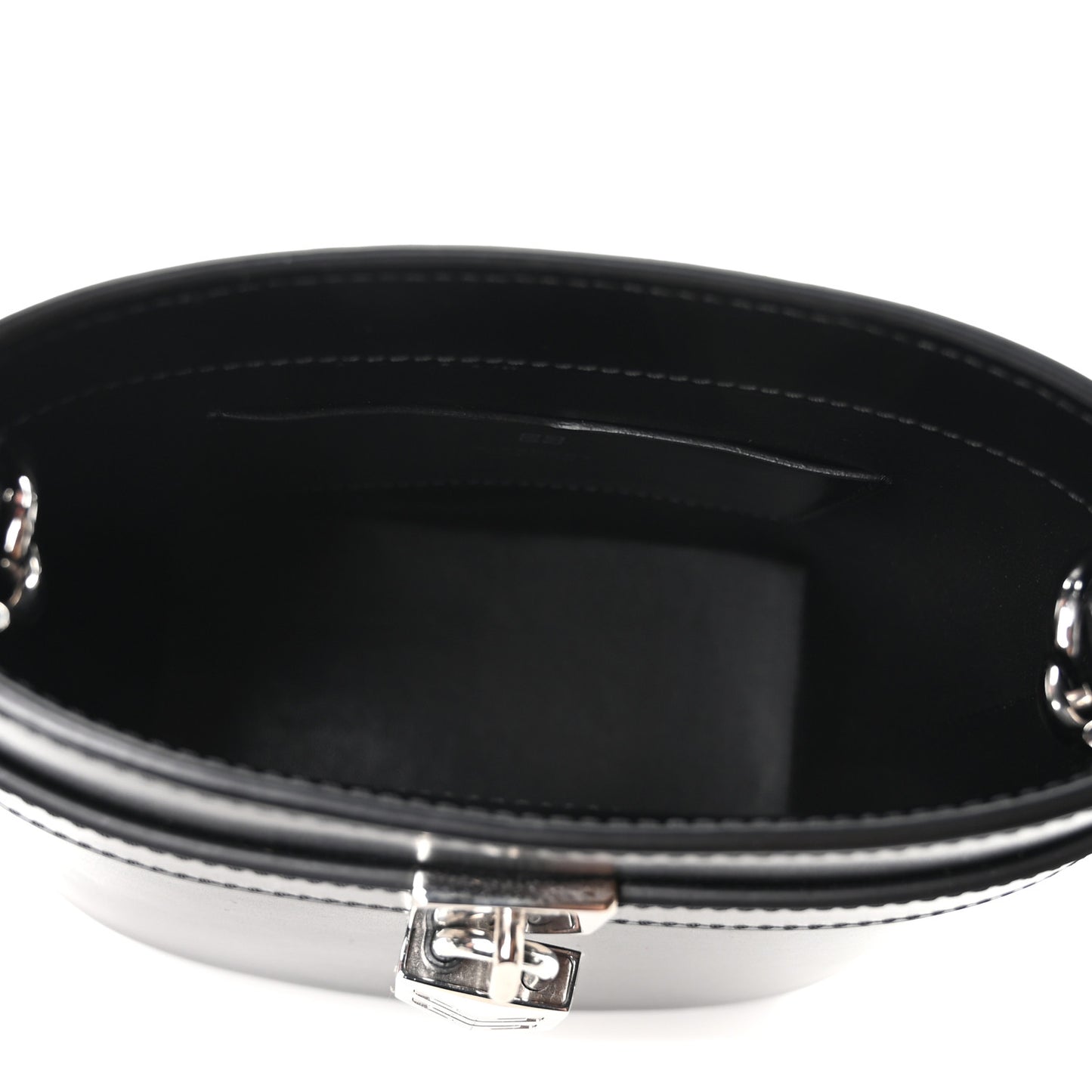 Box Calfskin Shark Lock Bucket Bag Black