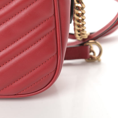 Gucci Calfskin Matelasse Small GG Marmont Chain Shoulder Bag Hibiscus Red 14 of 15