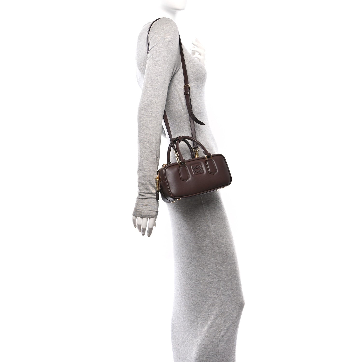 Miu Miu Calfskin Regular Arcadie Top Handle Bag Radica 2 of 12