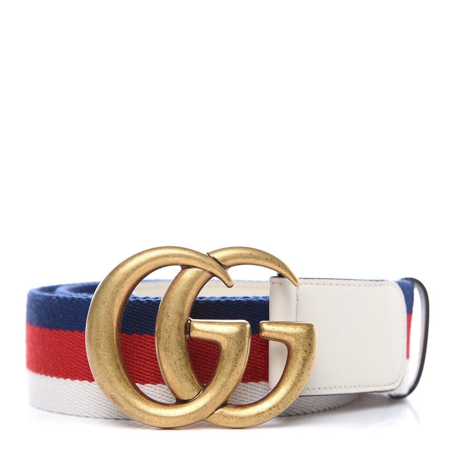 Nylon Calfskin Sylvie Web Double G 40mm Belt 90 36 Mystic White Hibiscus Red Maritime