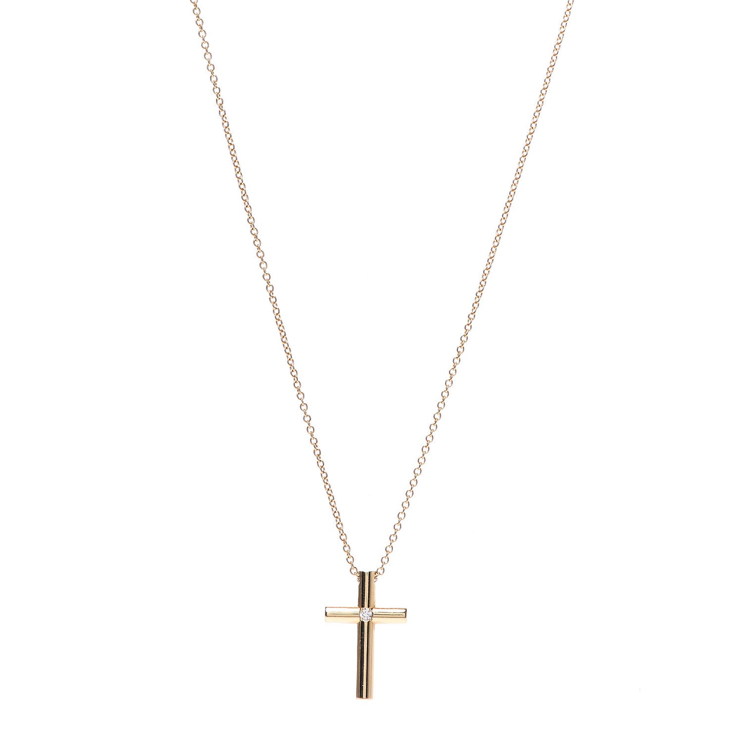 18K Yellow Gold Diamond Cross Pendant Necklace