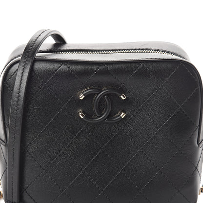 Chanel Calfskin Stitched Enamel CC Camera Case Bag Black 7 of 9
