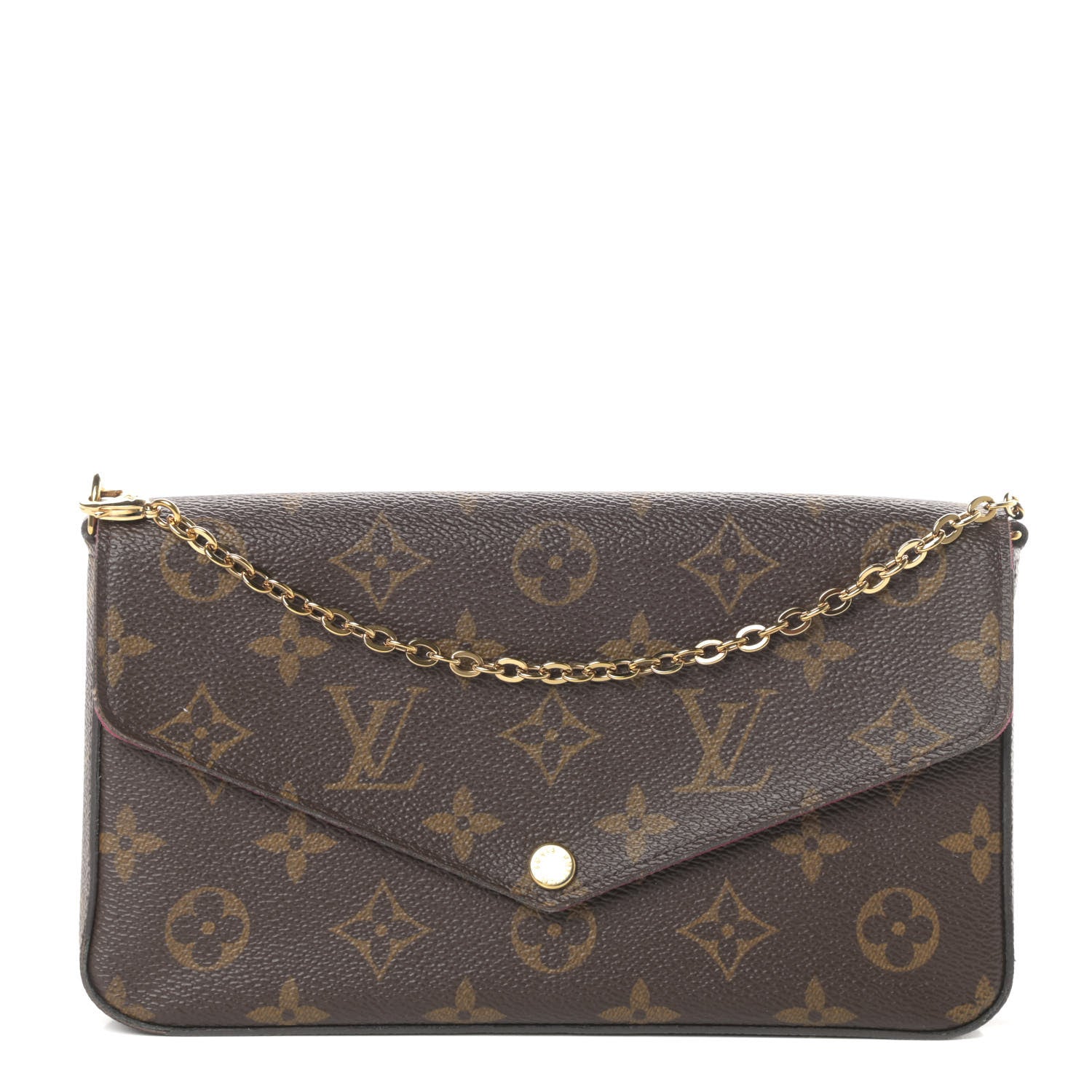 Louis Vuitton Monogram Pochette Felicie Chain Wallet Fuchsia 1 of 10
