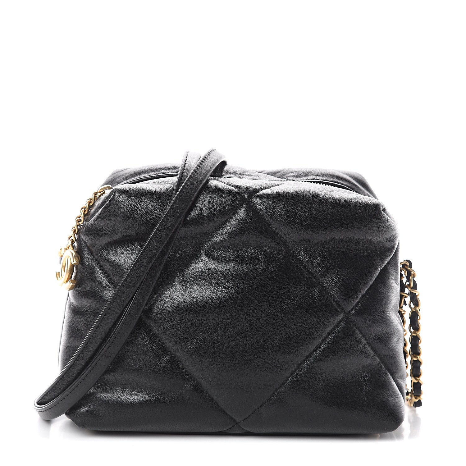 Chanel Lambskin Quilted Small Bowling Bag Black 1 of 9