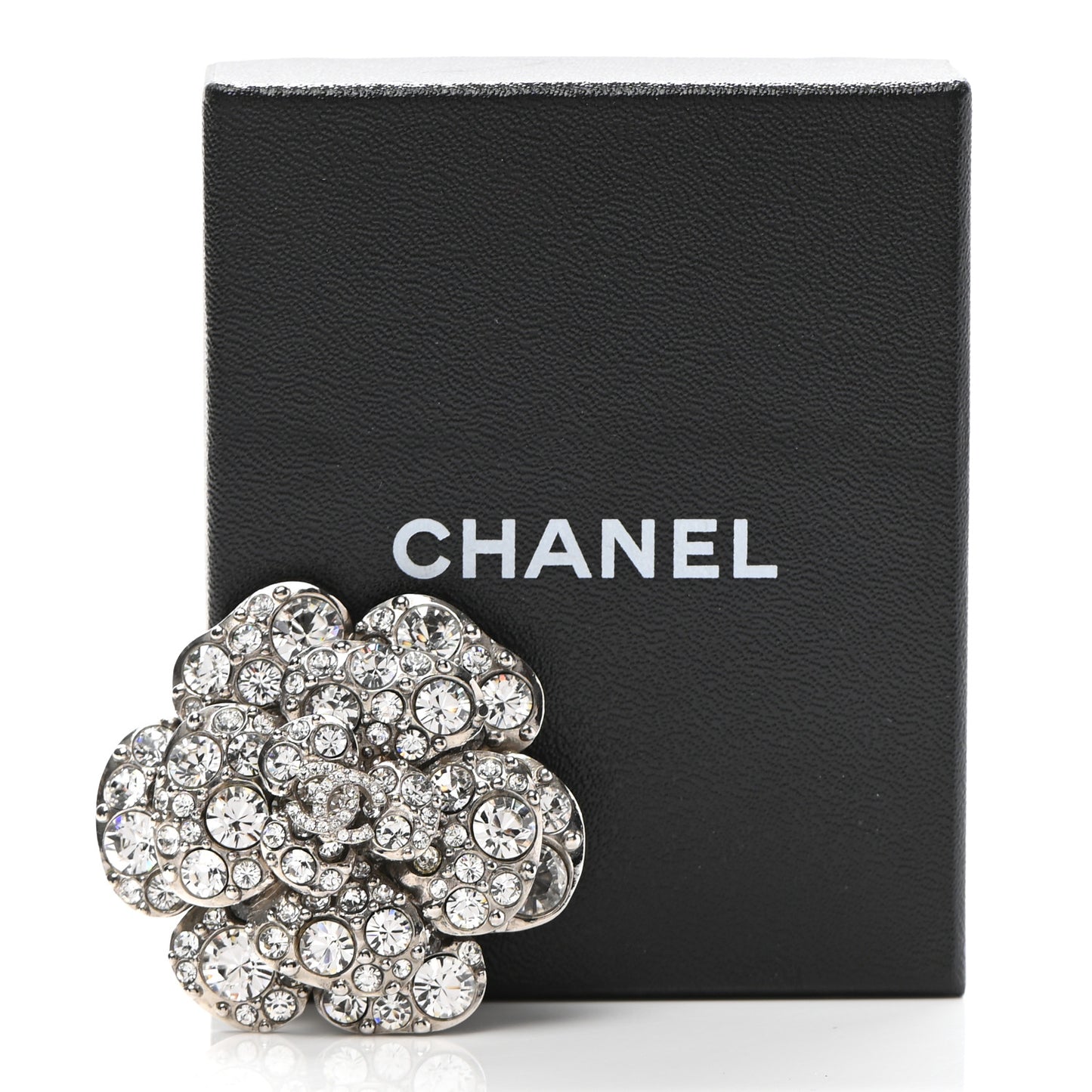 Swarovski Crystal Camellia CC Brooch Silver