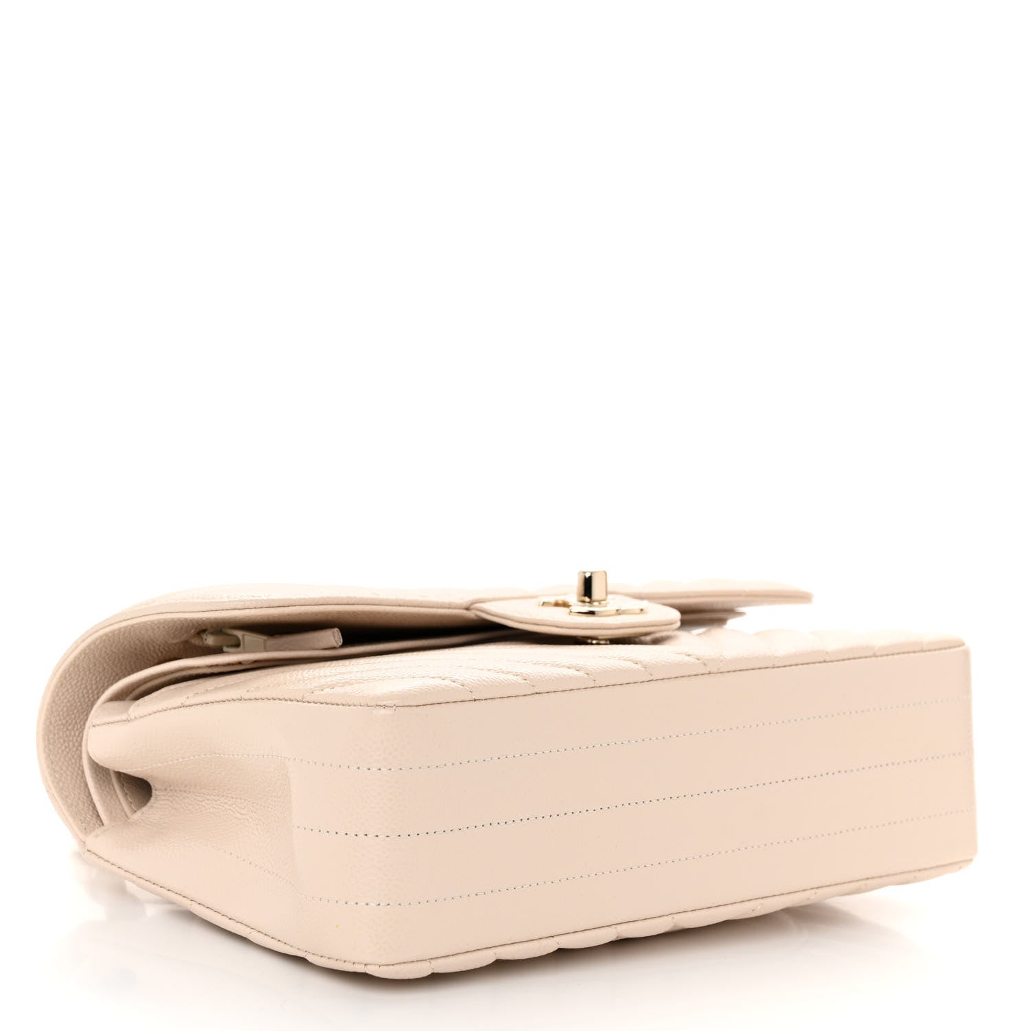 Chanel Caviar Chevron Quilted Small Double Flap Beige 5 of 11