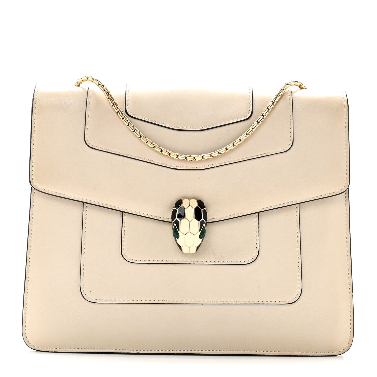 Bulgari Calfskin Serpenti Forever Crossbody Bag White Agate 1 of 10
