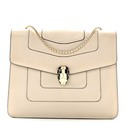 Bulgari Calfskin Serpenti Forever Crossbody Bag White Agate 1 of 10