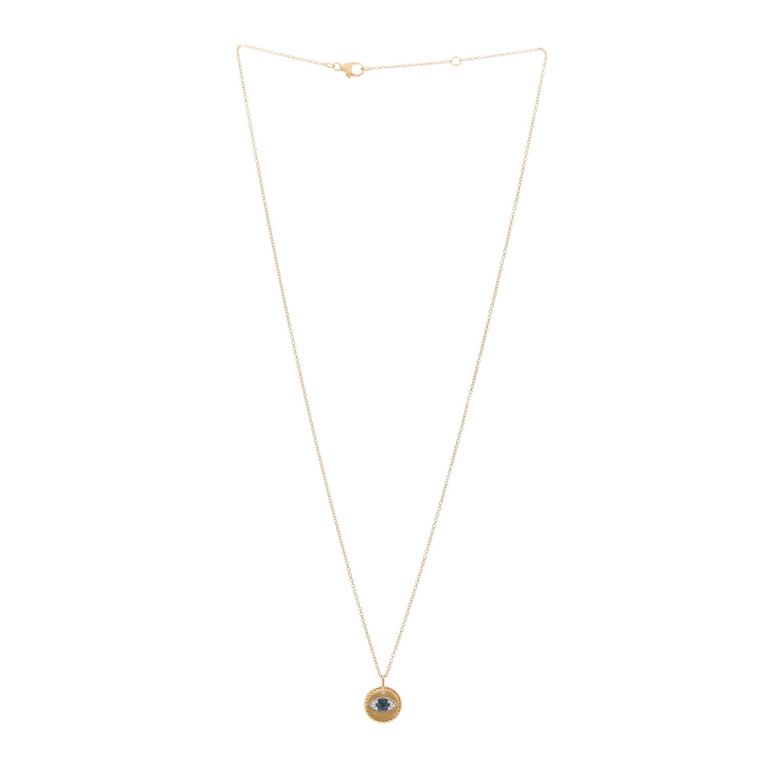 David Yurman 18K Yellow Gold Blue Sapphire Diamond Evil Eye Necklace 3 of 4