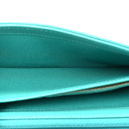 Chanel Caviar Quilted Large Gusset Flap Wallet Turquoise 9 of 21