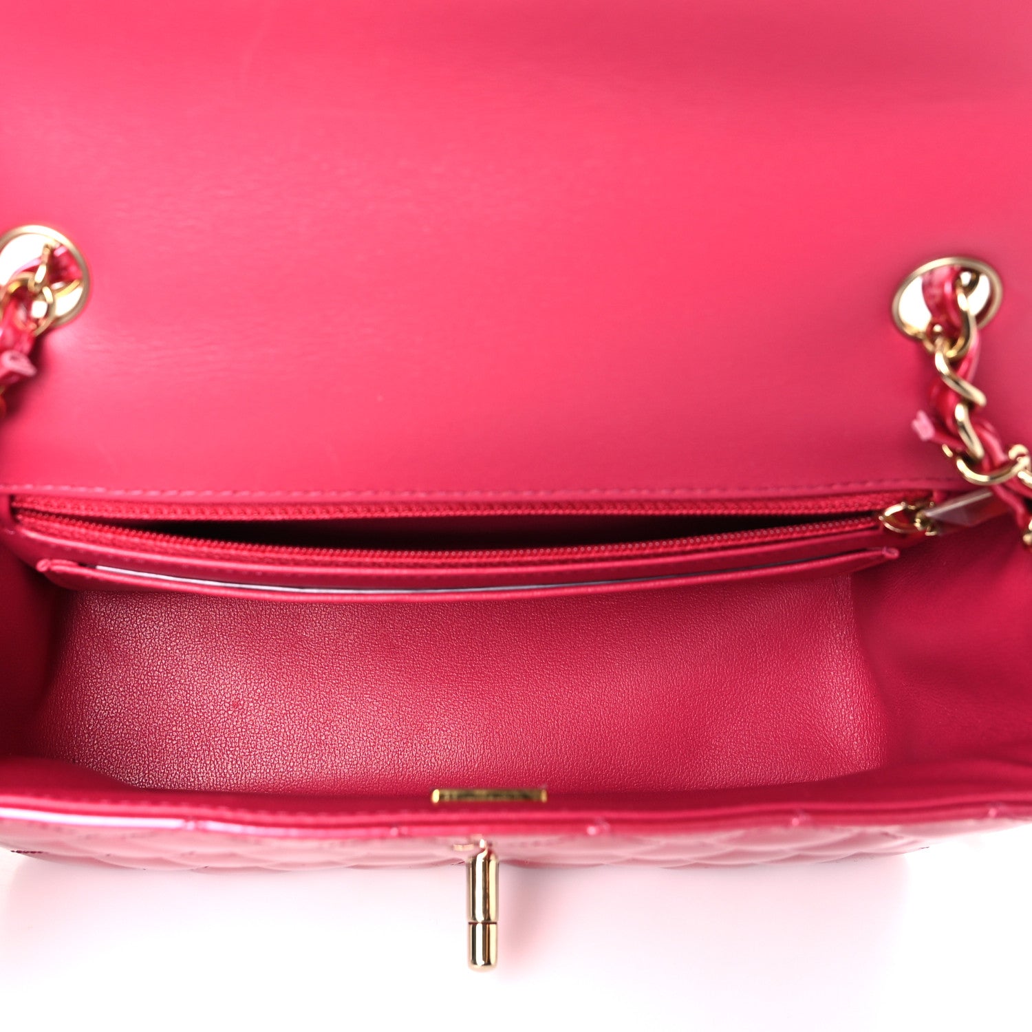 Chanel Shaded Patent Calfskin Quilted Mini Rectangular Flap Pink Dark Pink 5 of 10