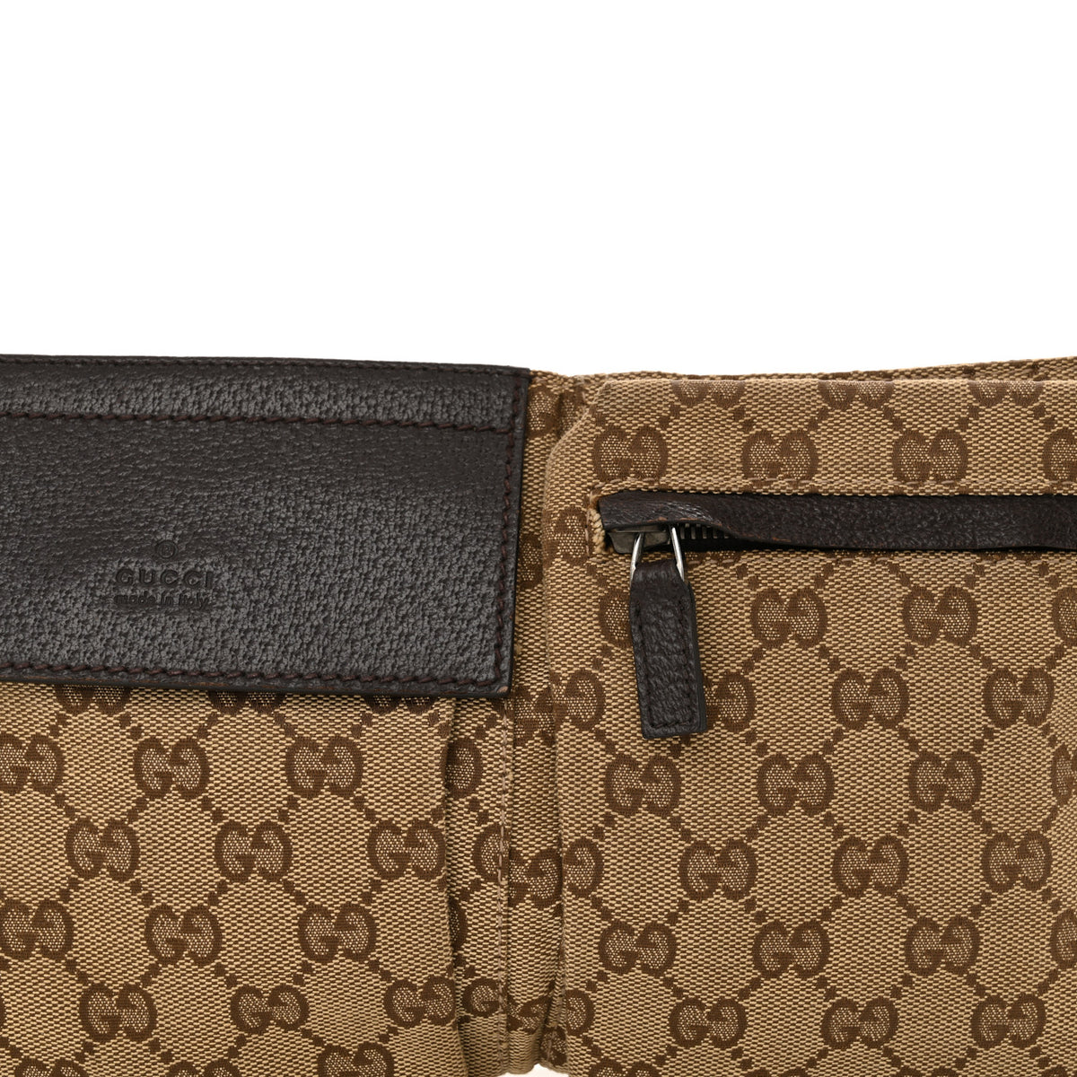 GG Monogram Web Double Pocket Belt Bag Dark Brown