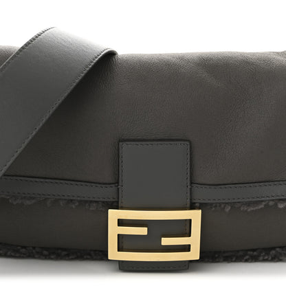 Fendi Lambskin Shearling Baguette Anthracite 9 of 11