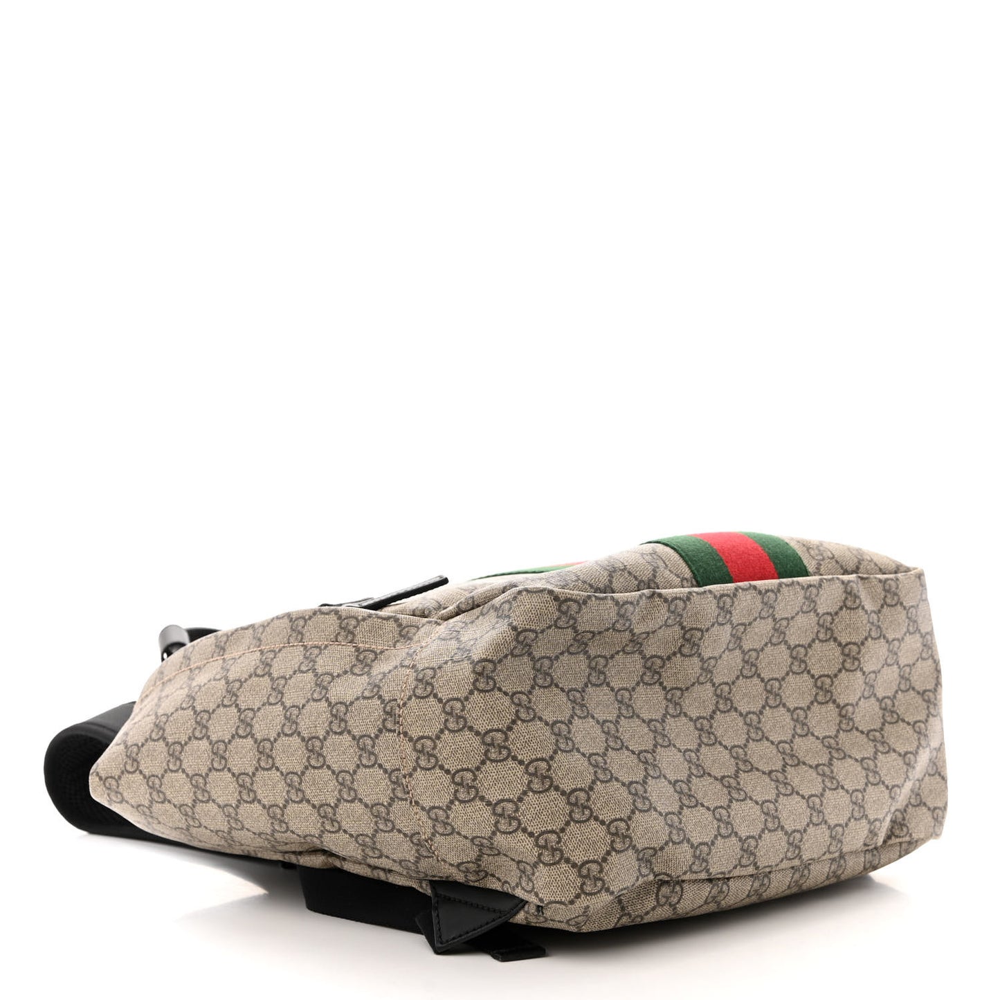 Soft GG Supreme Monogram Appia Calfskin Web Tote Backpack Beige Ebony Black