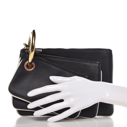 Fendi Vitello Century Opaco F is Fendi Bi-Color Triplette Pouch Set Black 2 of 10