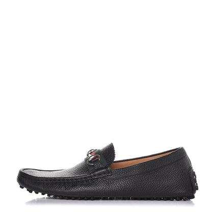 Gucci Calfskin Web Mens Horsebit Driver Loafers 8.5 Black 1 of 9