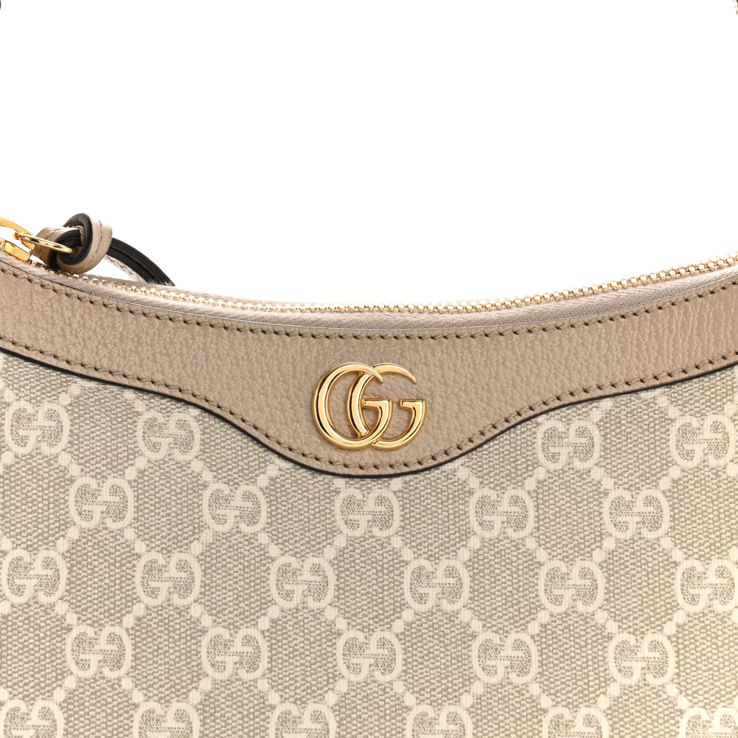 Gucci GG Supreme Monogram Textured Dollar Calfskin Small Ophidia Hobo Beige Mystic White Oatmeal 8 of 10