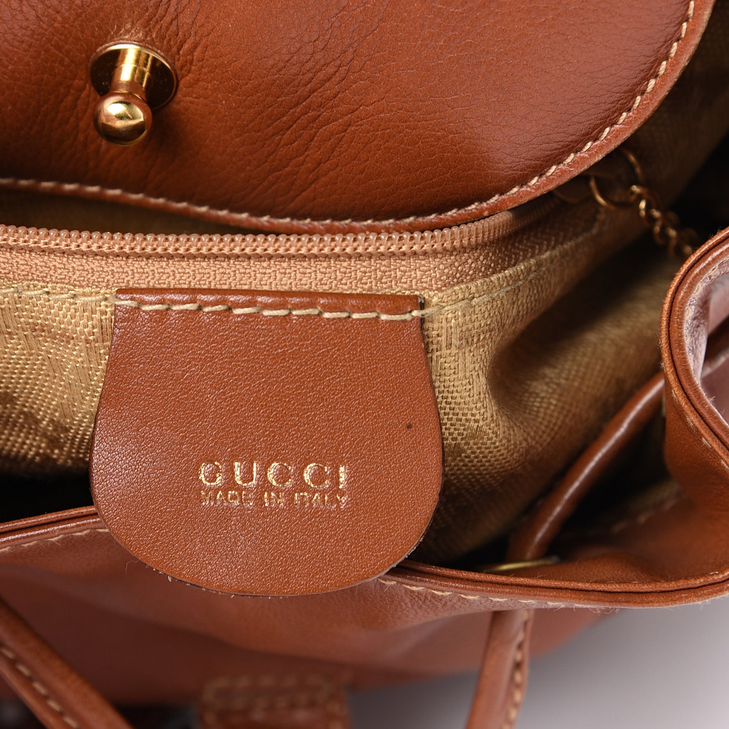 Calfskin Bamboo Backpack Brown