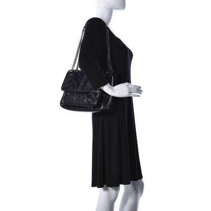 Saint Laurent Crinkled Calfskin Matelasse Monogram Medium Niki Chain Satchel Black 2 of 14